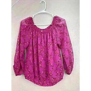 Diane Von Furstenberg Women's Kamber Pink Floral 100% Silk Blouse Sz S TC1